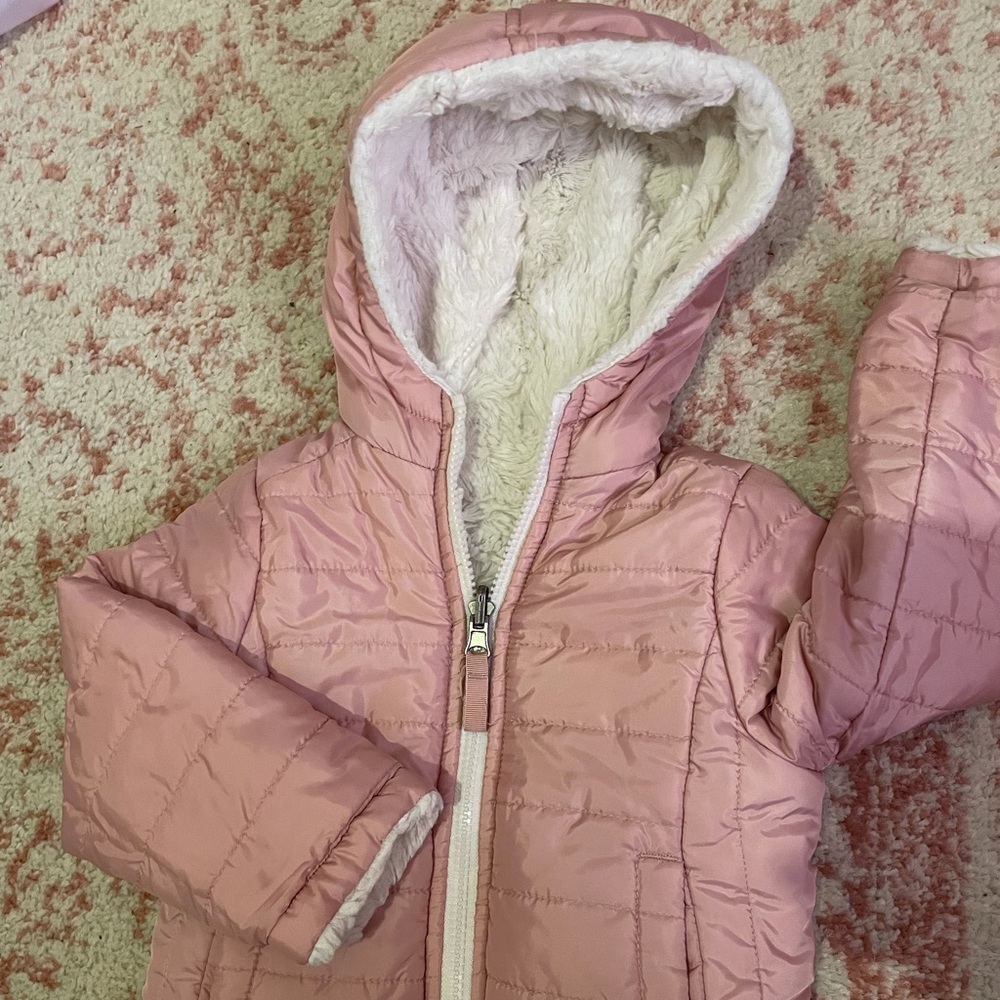 Pink quilted toddler coat